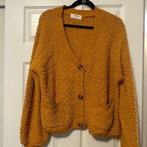 NWOT Zenana mustard popcorn cardigan.  Size Large.